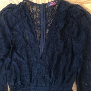 Short black lace romper